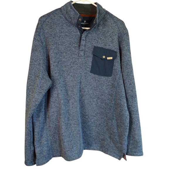Woolrich Heather Blue Fleece Sweater Pullover‎ Front Pocket Mens Extra Large - Picture 4 of 8